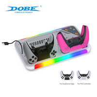 Station de charge et de refroidissement RGB multifonction DOBE pour manette PS5 avec support pour casque et rangement pour jeux