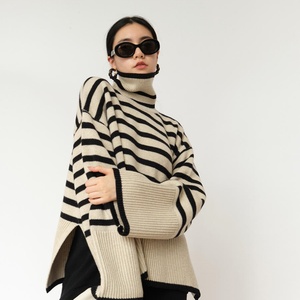 เสื้อสเวตเตอร์คอเต่าลายทางหลวมๆ แฟชั่นฤดูใบไม้ร่วงฤดูหนาวใหม่สำหรับผู้หญิง - Product Image 6