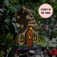 Poly résine fée jardin maisons à vendre fée jardin statue maison figurine arbre maison avec LED énergie solaire