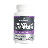 Aeglewell Potassium & Magnesium Mineral Capsules Berbahan Dasar Tumbuhan Vegetarian 60 Kapsul untuk Pemulihan Otot Kesehatan Jantung