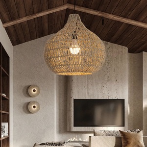 Lustres et lampes suspendues d'<span class=keywords><strong>hôtel</strong></span> avec abat-jour en paille et plantes aquatiques - Product Image 6
