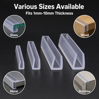 Bande d'étanchéité en caoutchouc silicone transparent extrudé en forme de U, garniture de bord anti-collision, installation facile pour portes vitrées