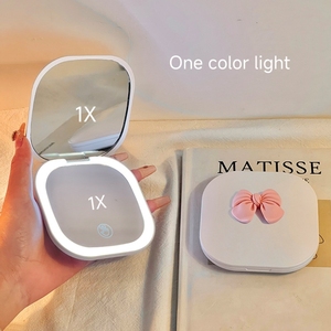 Portable Small LED Folding Vanity <strong>Mirror</strong> 1X/2X/3X Pink <strong>White</strong> Bow - Product Image 5
