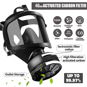 Máscara de Gas NBC de Silicona de Cara Completa con Certificación CE, con Altavoz, Herramientas de Rescate de Emergencia para Escape de Incendios, Accesorio para Equipo de Extinción de Incendios - Product Image 2