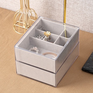 Plastic Jewelry Storage Box Plastic Home Dressing Table Desktop Rectangle Plastic Compartment Watch Jewelry Storage Box With Transparent Windows