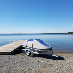 Housse de jet ski 126-135 en tissu Oxford PU de qualité marine robuste, gris bleu, résistante aux UV, remorquable avec sangles à boucles - Product Image 2