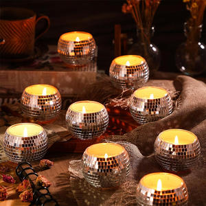 حامل شموع على شكل كرة ديسكو، حامل شموع زجاجي عاكس، زينة مركزية على شكل كرة ديسكو، مقابض لشموع الشاي لتزيين حفلات الزفاف وأعياد الميلاد - Product Image 1