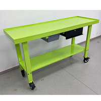 Banc de travail roulant robuste pour outils industriels avec 1 étagère inférieure, table de travail en acier pour atelier, usine, réparation automobile