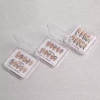 Boîte à bijoux en plastique rose transparente bricolage ongles à presser stockage affichage rond ongles en acrylique beauté ongles conseils boîte