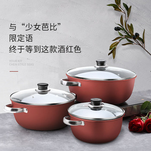 Non-Stick <b>Soup</b> <b>Pot</b> 5L Above Double Handle Stew <b>Pot</b> For Gas And Induction Cookers - Product Image 3