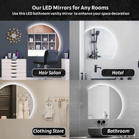 Espejo de Baño LED Semicircular de Media Luna, con Control Táctil y Luz Regulable, Espejo Antivaho para Baño, Hotel, Salón