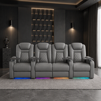 Ensemble de canapés inclinables électriques à double moteur en cuir véritable et bois, extensibles, pour home cinéma, avec mousse à mémoire de forme, chargement USB Type-C, 7 couleurs