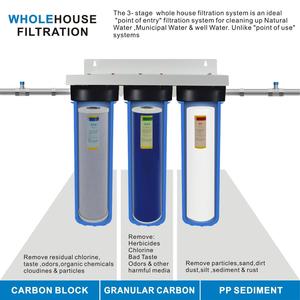 Hệ thống lọc nước toàn bộ 3 giai đoạn 1-inch đầu vào và đầu ra bao gồm 20 "x 4.5" lớn màu xanh trầm tích GAC và bộ lọc khối carbon - Product Image 4