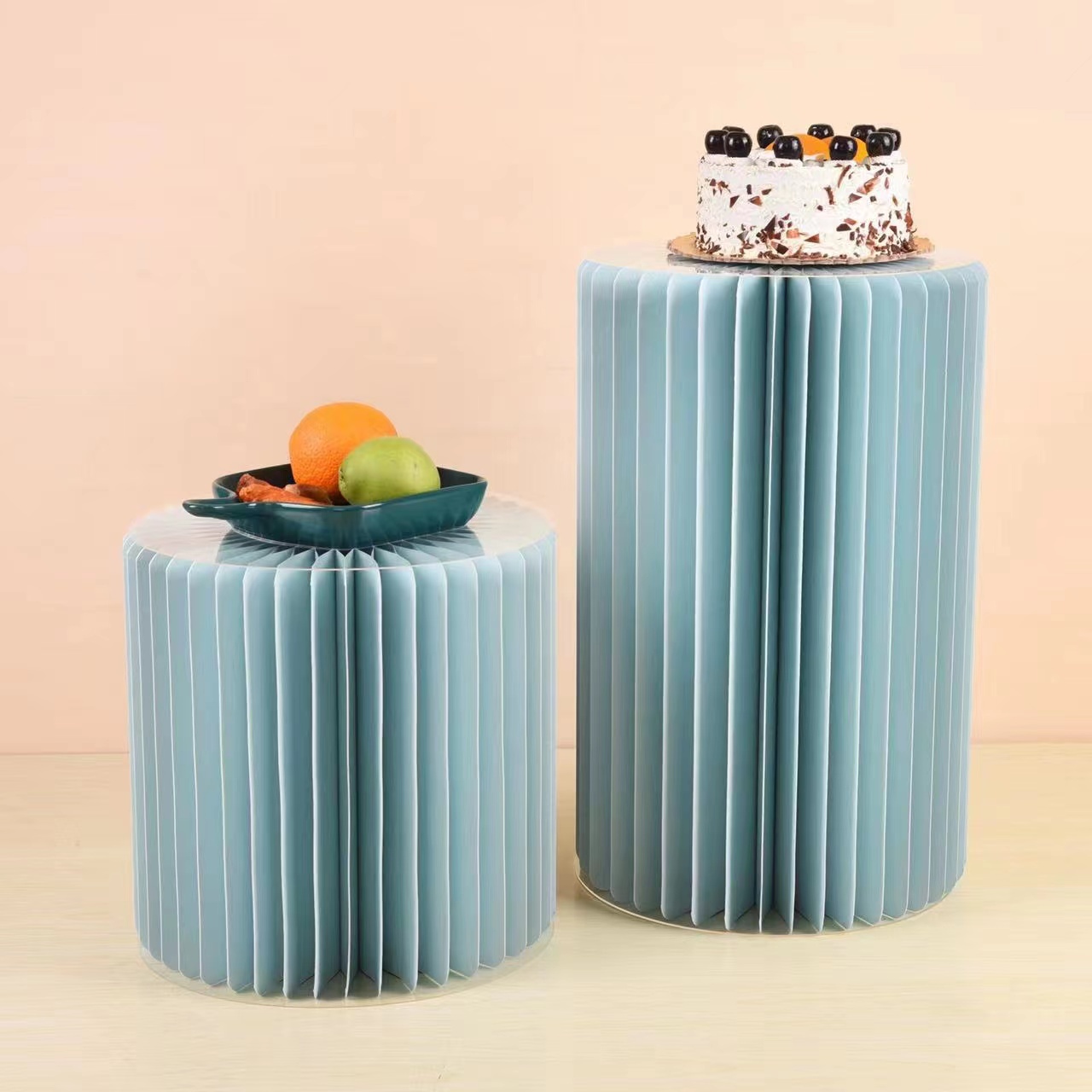 New Wedding Decorations Paper Pedstal Foldable Honeycomb Cylinder Display Stand Cake Dessert Table Stands Wedding Flower Stand — view 4