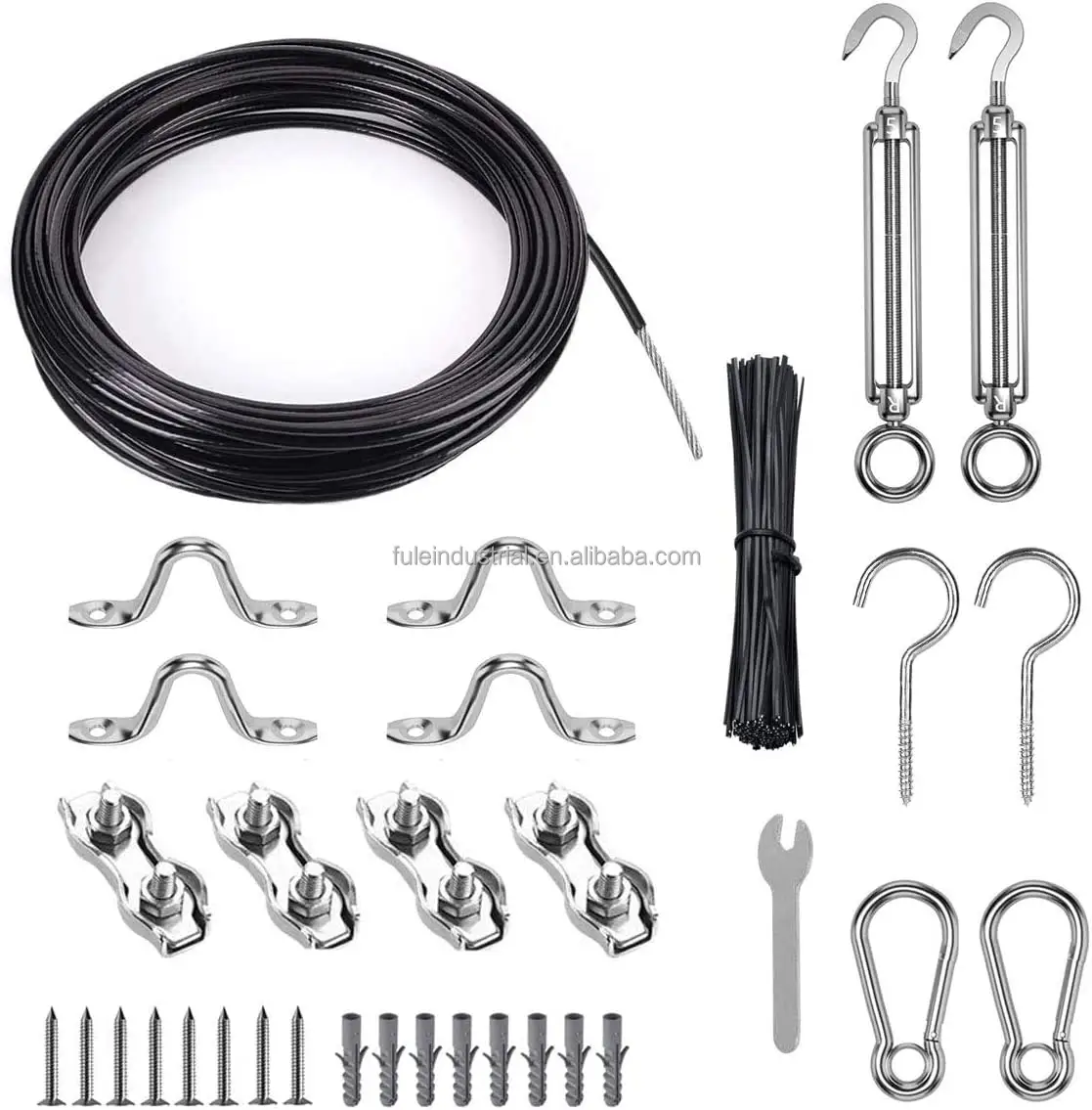 Mắt turnbuckle tensioner thép không gỉ tráng màu Đen Hướng dẫn dây móc toàn cầu chuỗi đèn treo dây ánh sáng treo Kit