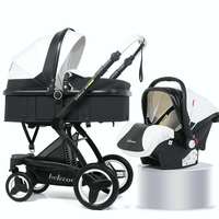 Poussette Bébé 4 en 1 avec Panier, Siège Élevé, Pliable, Bidirectionnelle et Amortisseur de Chocs