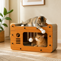 Lit pour chat extra large de 56 cm, griffoir, cachette, maison douillette pour la sieste, en MDF et carton ondulé