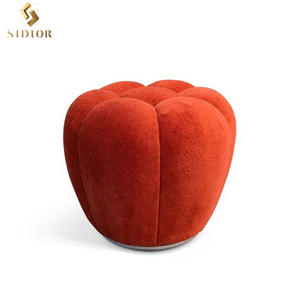 <span class=keywords><strong>Pouf</strong></span> Ottomano Rotondo di Lusso in Schiuma PU e Velluto Stile Francese per Hotel e Soggiorno Sgabello Panchina di Design Moderno - Product Image 1