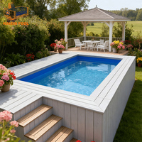 Piscine préfabriquée hors sol Supreme Floating Deck de 40 pieds, grande piscine en fibre de verre de 20 pieds, jacuzzi, spa, résistant aux UV
