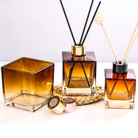 Bouteille d'aromathérapie en verre brun dégradé de 100 ml, bouteille vide en verre pour parfum d'hôtel, bouteille diffuseur à bâtonnets