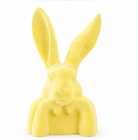 Statue de lapin floqué moulée par soufflage, grande figurine de lapin en velours, ornement de décoration intérieure pour étagère de salon, fourniture de Pâques