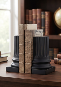 Sujetalibros Decorativo Negro de Metal, Diseño Clásico de Columna para Hogar, Oficina, Biblioteca, Estante, Escritorio, Almacenamiento, Exhibición, Interior - Product Image 3
