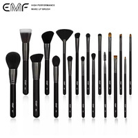 Ensemble de pinceaux de maquillage de luxe professionnel EMF 18 pièces, micro-fibre cristalline, virole en aluminium épaissie, logo personnalisé, qualité supérieure