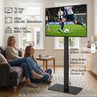 Carrito de TV Móvil Eléctrico, Soporte Rodante Resistente con Ruedas y Control Remoto para TV de 32-65 Pulgadas, para Conferencias y Oficina