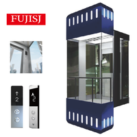 Ascenseur panoramique industriel pour passagers, traction AC sans engrenage, construction en acier inoxydable, plancher moderne en PVC, haute capacité, hôtels
