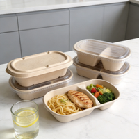 Biologisch afbreekbare wegwerp bento box van suikerrietbagasse, lunchbox, voedselverpakking voor afhaalmaaltijden