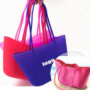 Multi Color Silicone Woman Summer Shopping Handbag Waterproof High Quality Silicone Beach Shoulder Candy Color Tote Tote Bag - Product Image 1