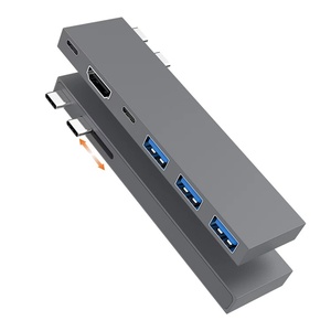 Estación de acoplamiento 6 en 1 para Macbook <span class=keywords><strong>Huawei</strong></span> Mate Pro Notebook Tipo-C HUB Ajuste de doble cabezal Aleación de aluminio USB 3,0 5gbps Stock - Product Image 1