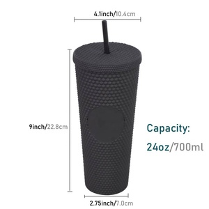Vaso tachonado con logotipo personalizado, vaso de café de doble pared de 24OZ, color negro mate, oferta directa de fábrica, <span class=keywords><strong>2023</strong></span> - Product Image 6