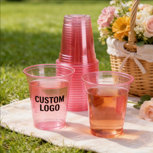 Gobelets à vin en plastique rose de 24 oz avec couvercles et pailles, fournitures de fête jetables pour la dégustation du vin - Product Image 3