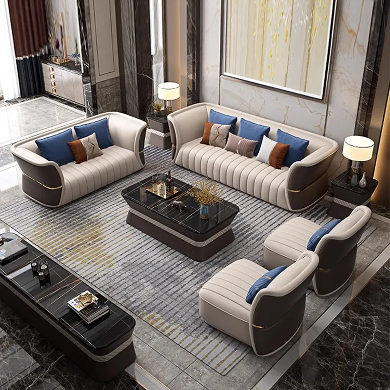 Canapé de salon en cuir véritable copie de maison de luxe design moderne canapé moderne