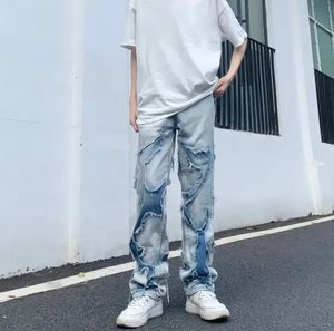 กางเกงยีนส์ผู้ชายทรงซ้อนสีน้ำเงินสไตล์วินเทจ - Product Image 2