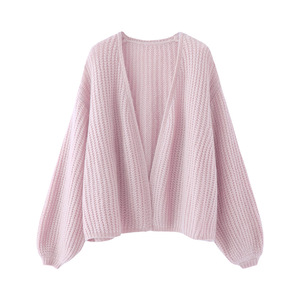 Sonbahar Kış Normal Boyut Rahat Stil V Yaka Her Şeyle Uyumlu Bol Rahat Düz Renk Fener Kol Örme Kazak Ceket Kaşmir - Product Image 5