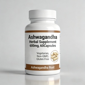 Suplemento Herbal de Ashwagandha OEM ODM 600mg, 60 Cápsulas - Vegetariano, Sin OMG, Sin Gluten, Raíz de Ashwagandha - Product Image 1