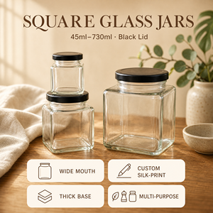 Vente en gros d'usine - <span class=keywords><strong>Pot</strong></span> en verre carré pour miel, <span class=keywords><strong>confiture</strong></span>, cornichons, conteneur <span class=keywords><strong>de</strong></span> stockage pour aliments, emballage, logo personnalisable - Product Image 3