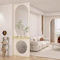 Cream-colored Handcrafted Solid Wood Tempered Glass Partition Screen Storage Rack Light Luxury Design for Living Room Entrance