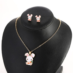 Trendz 2020 Mode Personnalisé Zodiaque Lapin Collier Boucle D'oreille Bijoux Ensemble Pour Les Enfants - Product Image 6