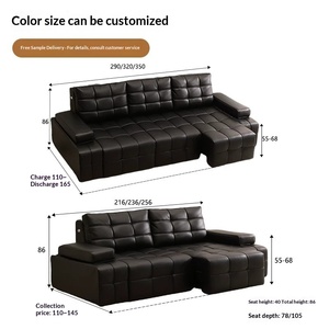 Sofá de Cuero Genuino, Minimalista, Creativo, Retráctil, Multifuncional, Sofá Cama, Cine en Casa, Sin Espacio entre Paredes - Product Image 3
