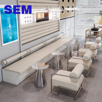 Canapé de restaurant moderne SEM, table ronde de café, chaises de bar, ensemble de table à manger en acier inoxydable, mobilier commercial