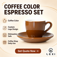 Ensemble tasse et soucoupe à café expresso avec logo personnalisé, couleur café, céramique, vaisselle résistante au lave-vaisselle, pour café et usage domestique