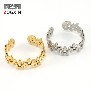 Zogxin Star <b>Adjustable</b> <b>Ring</b> Gold Silver Color Fashion Jewelry Women's Gift - Product Image 1