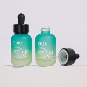 Flacon compte-gouttes en verre dégradé vert de 30 ml pour huile essentielle et sérum, avec bouchon noir et or, emballage personnalisé pour soins de la peau et cosmétiques - Product Image 2