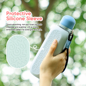 Botella de Agua de Vidrio Borosilicato de 500 ml con Funda de Silicona, Libre de BPA, a Prueba de Fugas, Portátil con Cordón - Product Image 5