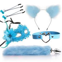 Ensemble Jeux Adultes Pince À Mamelon Collier De Cou Érotique Cosplay Queue De Chat Plug Anal Petit Pour Hommes