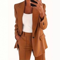 Veste de costume élégante européenne américaine haut de gamme pour femmes nouveau pantalon transfrontalier printemps automne bouton unique bouton solide