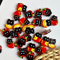 Perles acryliques en relief motif chat noir mignon, design chat Kawaii, pour bracelets, colliers et breloques de téléphone faits main DIY, Marque Elera